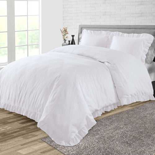 White Trimmed Ruffled Duvet Cover