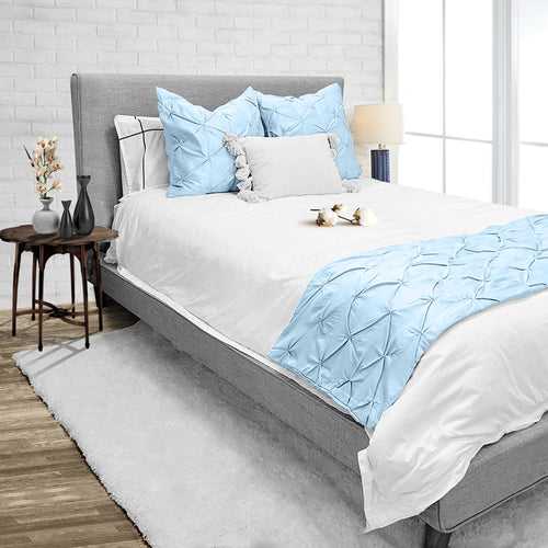 Light Blue Pinch Bed Runner