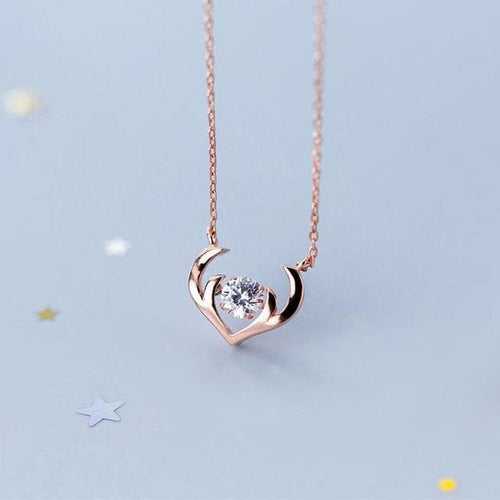 Antlers Solitaire Minimal Necklace