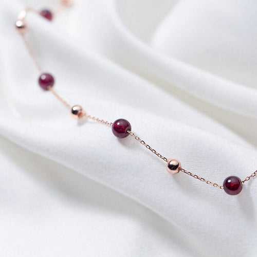 Refined Red Garnet Beads Minimal Necklace