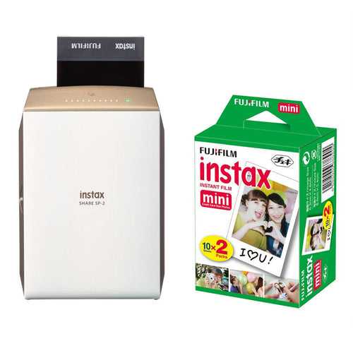 Fujifilm Instax Share SP-2 Gold with 20 Shots Film Photo Printer (Gold)