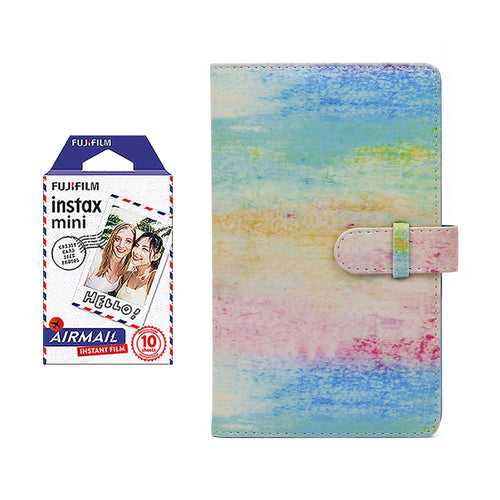 Fujifilm Instax Mini 10X1 airmail Instant Film with 96-sheet Album for mini film (Watercolor)