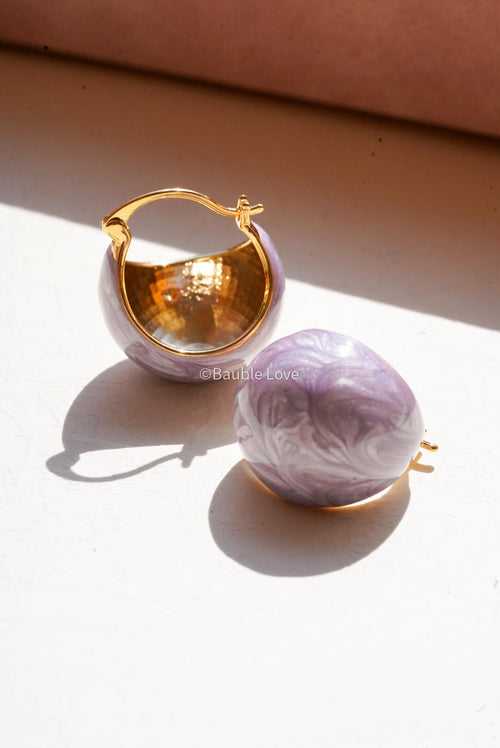 Marble Drop Earrings (Purple)