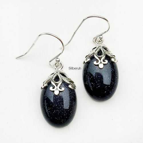 Blue Sunstone Filigree Silver Earring