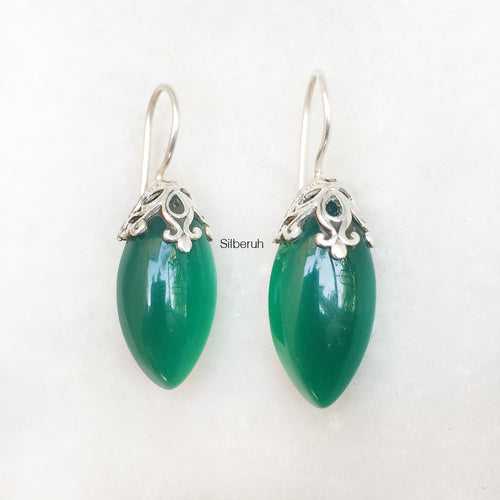 Green Onyx Filigree Silver Earring