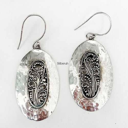Hammered Silver Jali Earring