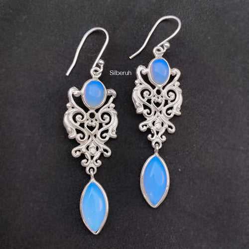 Opalite Filigree Silver Earring