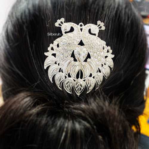 Peacock Silver Hair Pin