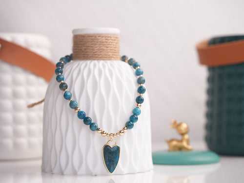 Blue Apatite Necklace with Love Shape Pendant: Ignite Passion and Self-Expression