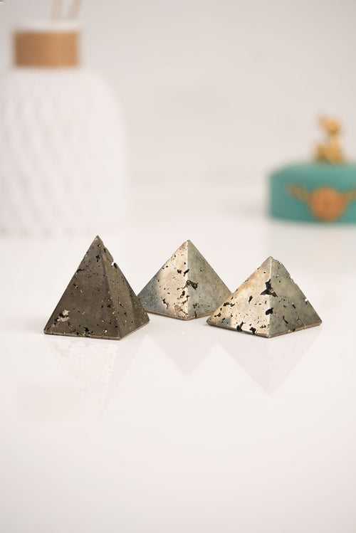 Pyrite Geode Pyramid (5cm): Harness the Power of Abundance