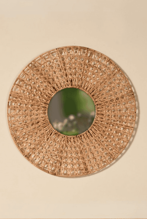 Cane Round Wall Mirror   (SHIPPING ONLY IN INDIA)