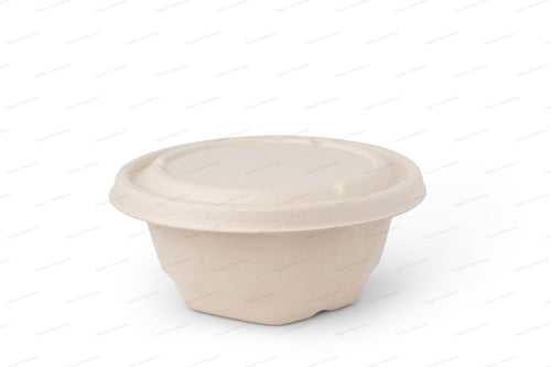 750ml Round Brown Bagasse Parcel Container With Lid