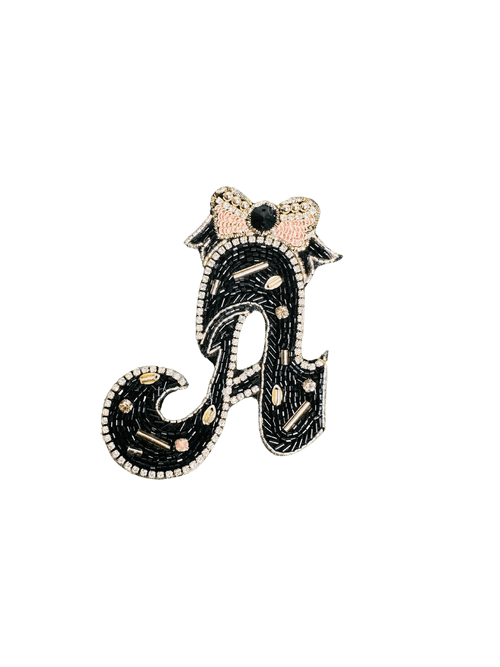 Personalised Initial Black Bow Brooch