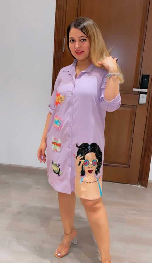 Pop-Up Lavender Shirt Dress