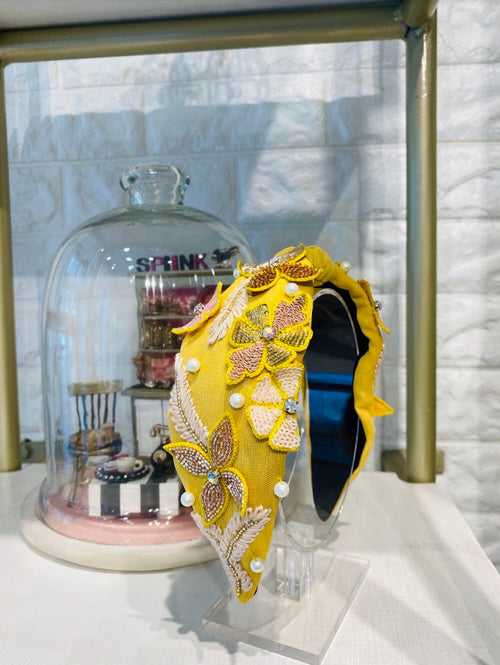 Flower Paradise Yellow Turban Hairband