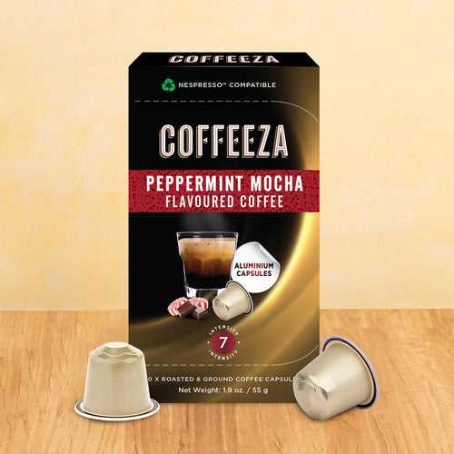Peppermint Mocha 100% Arabica Flavored Coffee Pods - Intensity - 6, Nespresso* Original Line Compatible Coffee Pods