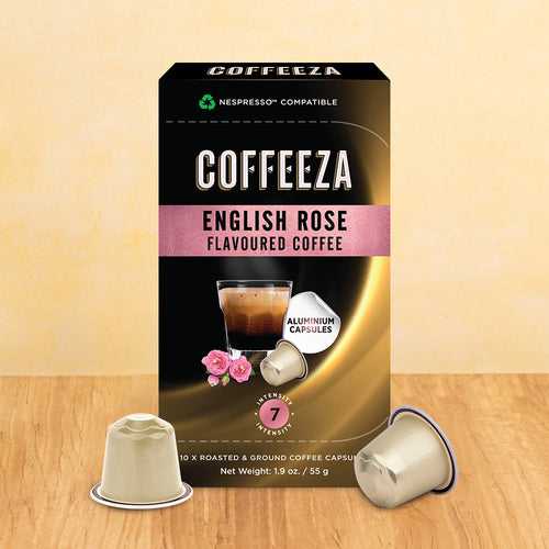 English Rose 100% Arabica Flavored Aluminium Coffee Pods - Intensity - 7, Nespresso* Original Line Compatible Coffee Pods