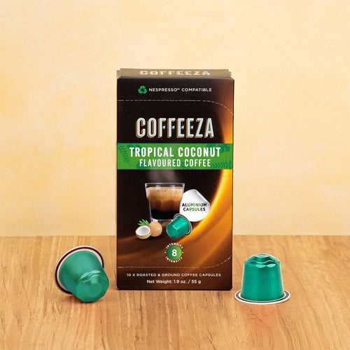 Tropical Coconut 100% Arabica Flavored Aluminium Coffee Capsules - Intensity - 8, Nespresso* Original Line Compatible Coffee Pods