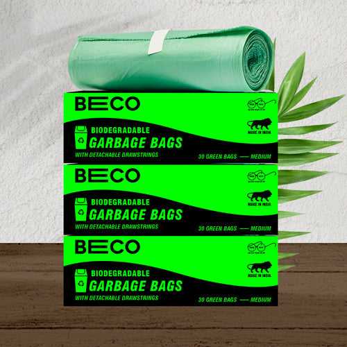 Biodegradable Medium Garbage Bags, 19" x 21", Pack of 3, 30 bags/roll