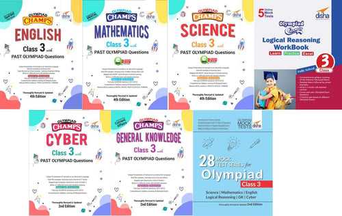 Class 3 Olympiad Champs - 7 books (all subjects) - 28 Mock Tests - 2nd Edition