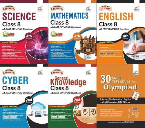 Class 8 Olympiad Champs - 6 books (all subjects) - 30 Mock Tests - 2nd Edition