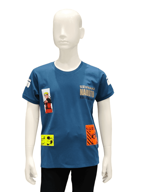 Boys Blue Round Neck Half Sleeve Fancy Printed T-Shirt