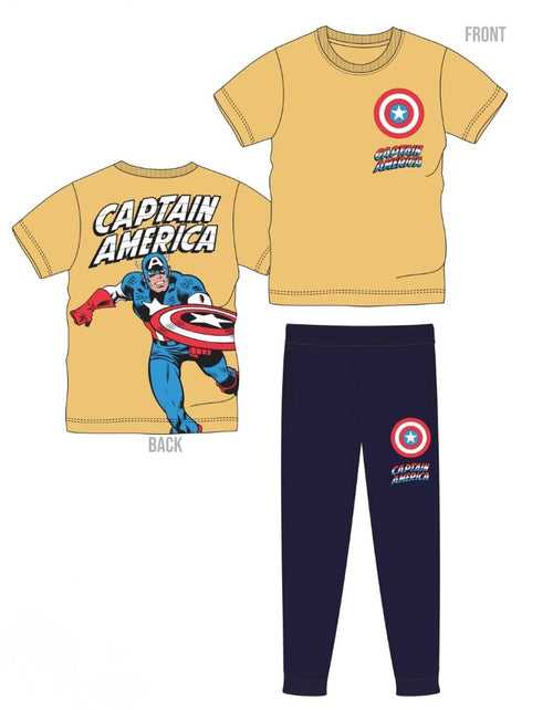 Boys Mustard Captain America Print casual Night Suit