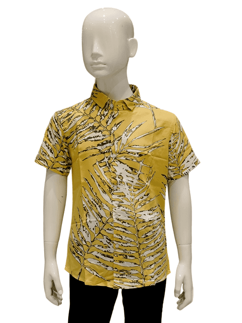 Boys Yellow Oro Printed Half Sleeve Fancy Shirt