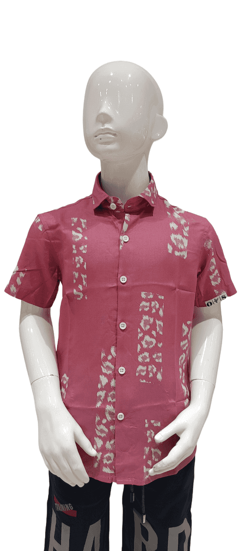 Boys Pink Rosa Printed Half Sleeve Fancy Shirt