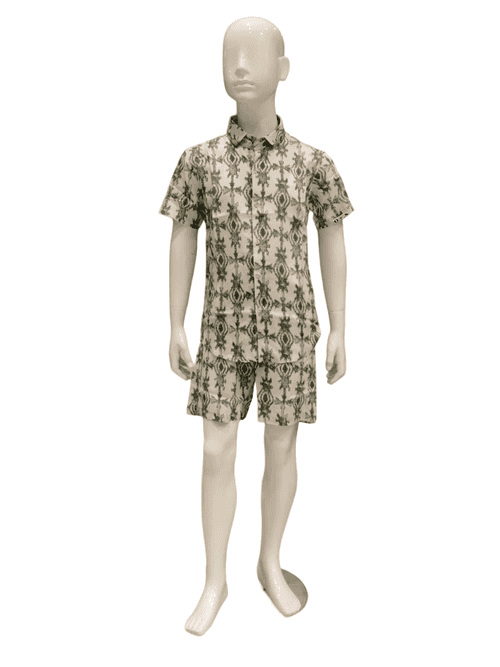 Boys Verde Printed Half Sleeve Shirt With Shorts Co-Ord Set