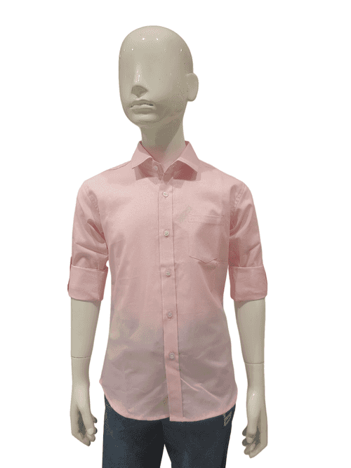 Boys Pink Full Sleeve Plain Shirt