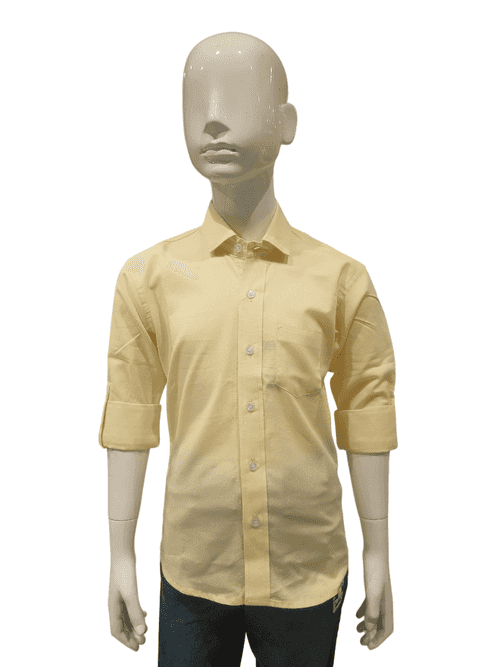 Boys Yellow Full Sleeve Plain Shirt