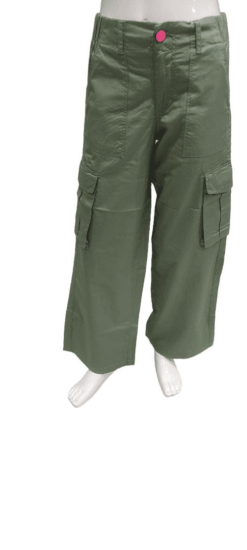 Girls Olive Cotton Cargo Pant