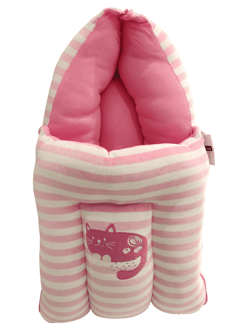 Baby Striped Pink Cat Print Soft And Carry Nest Sleeping Bag