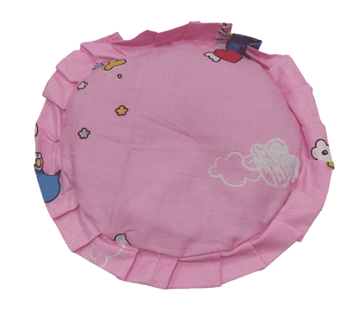 Fluff Arctic Organic Rai Baby Round Pillow Pink Printed