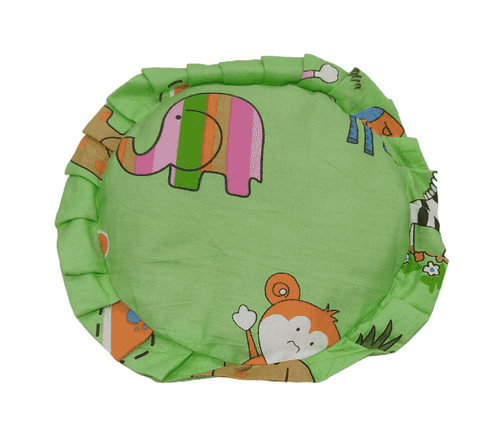 Fluff Arctic Organic Rai Baby Round Pillow Green Printed