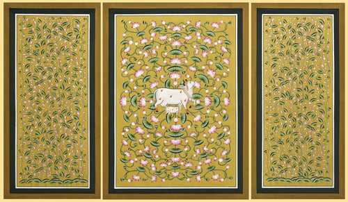 Cow with Lotuses (triptych)