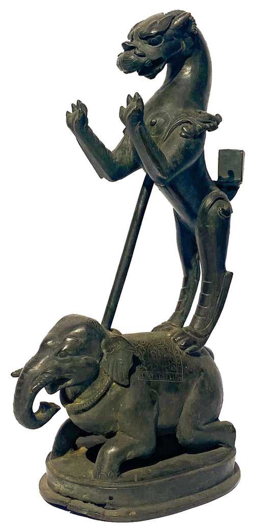 Yali and Elephant Lamp Pedestal