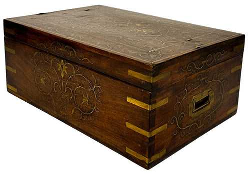 Deccan Jewellery Box with Floral Brass Inlay