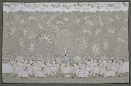Krishna with Cows in Forest - 03