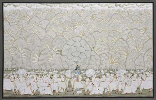 Krishna with Cows in Forest - 02
