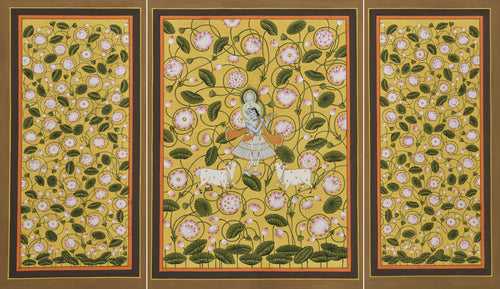 Krishna with Lotuses (triptych)