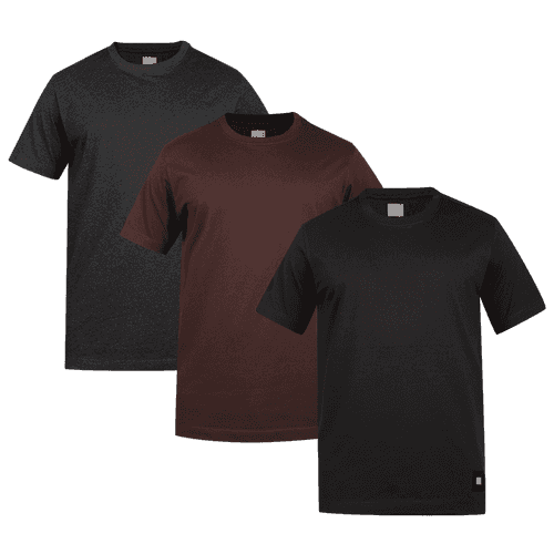 Men's ARMOR Crew Neck T-shirt 3 PC PACK Charcoal-Brown-Black