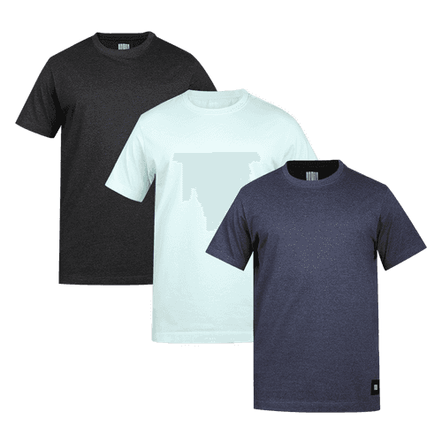 Men's ARMOR Crew Neck T-shirt 3 PC PACK Lt.Blue-Navy-Charcoal