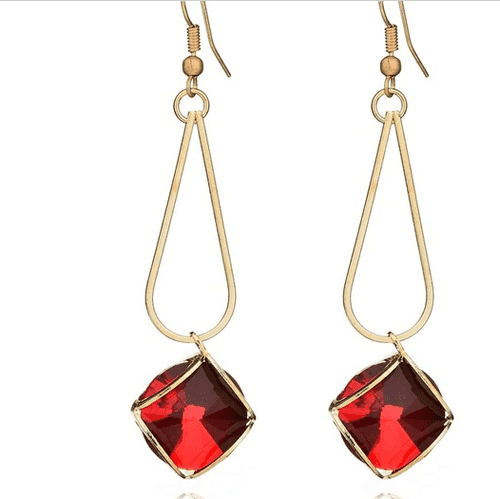 Red Big Stone Golden Dangler