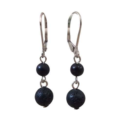 Small Lava Bead Drop Earrings