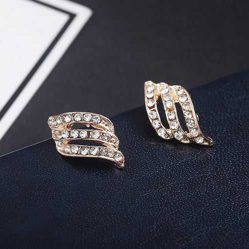 Golden Korean Style Crystal Stud Earrings