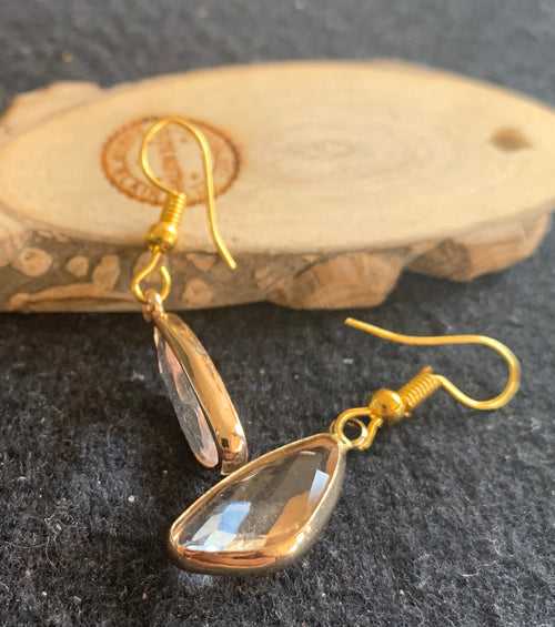 Slim Glass Stone Golden Dangler