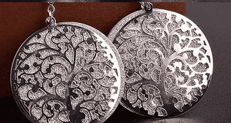 Silver Double Layer Tree of Life Earrings