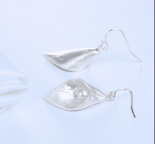 Silver Bud with Pearl Earrings